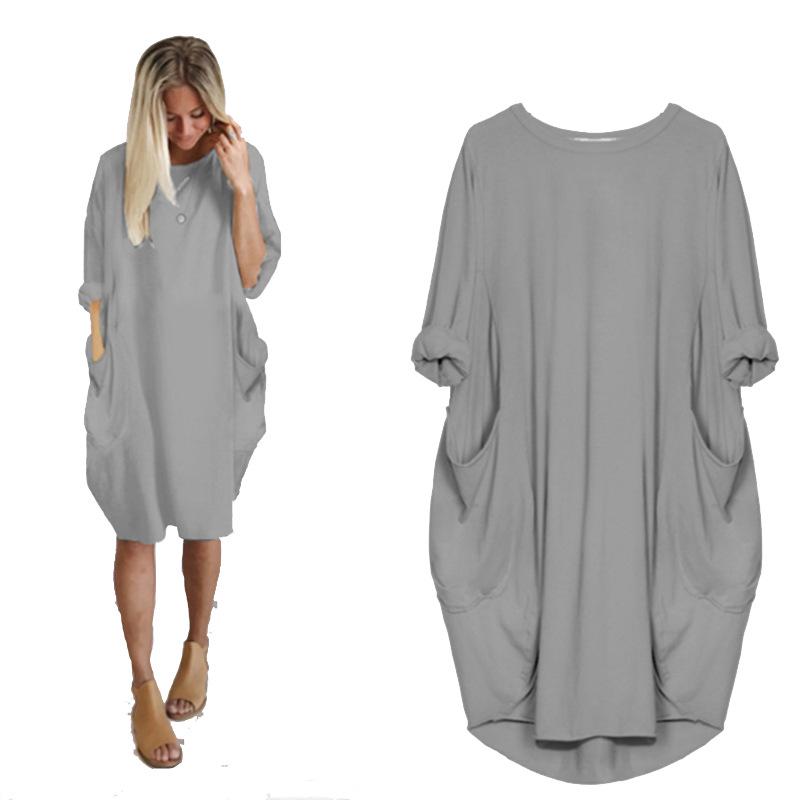 

Элегантное повседневное платье миди европейской и американской моды больших размеров для женщин 3X-Large серый