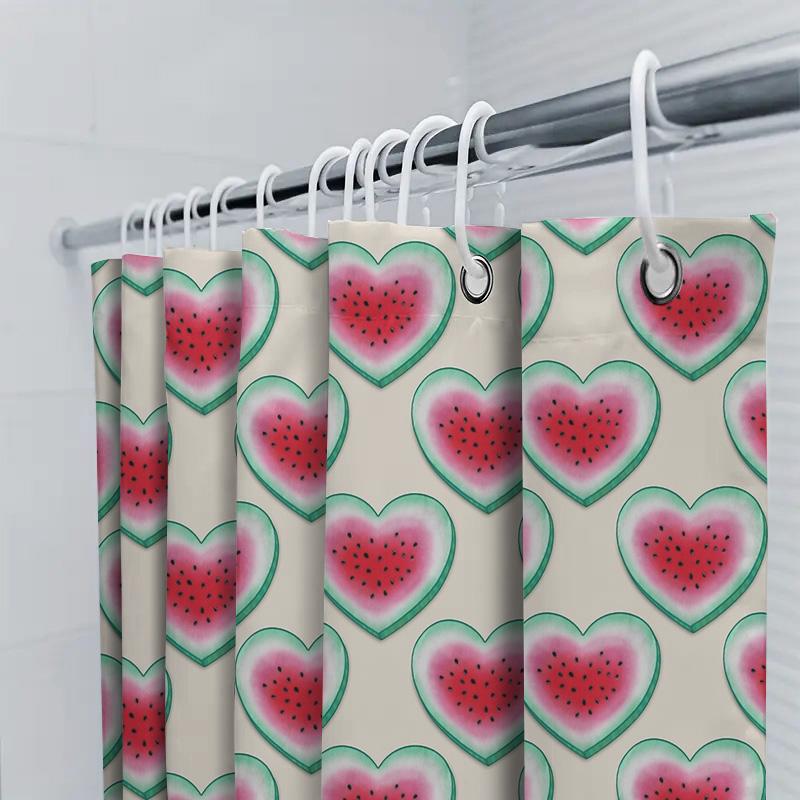 Watermelon Shower Curtain Tropical Fruit Pattern Bathroom Decor Beach Themed Backdrop Waterproof Fabric Washable Home Decor