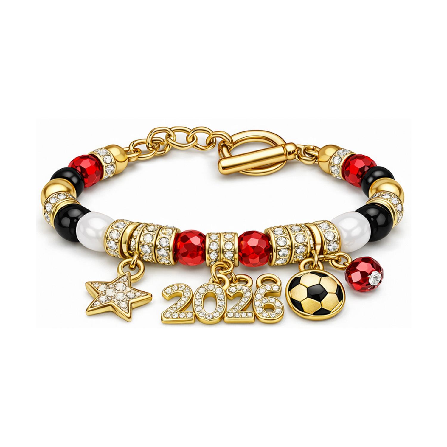 

Football Fan Bracelet Golden Football Rhinestone Pentagram Pendant Adjustable Chain 3