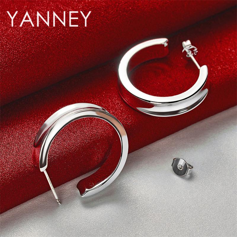 925 Sterling Silver Delicate Round Stud Earrings for Women, Wedding Fashion Jewelry, Party Accessories