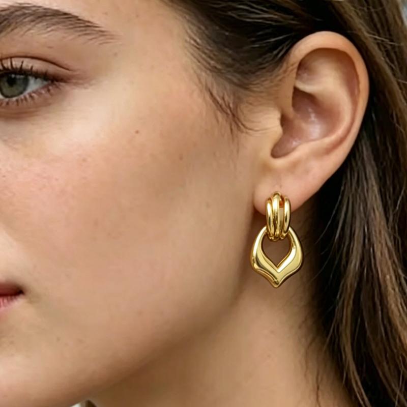 Glossy Non Tarnish Gold Plated Stainless Steel Ear Clips Geometric Waterproof Non Hole Clip Earrings for Women Jewelry Gift