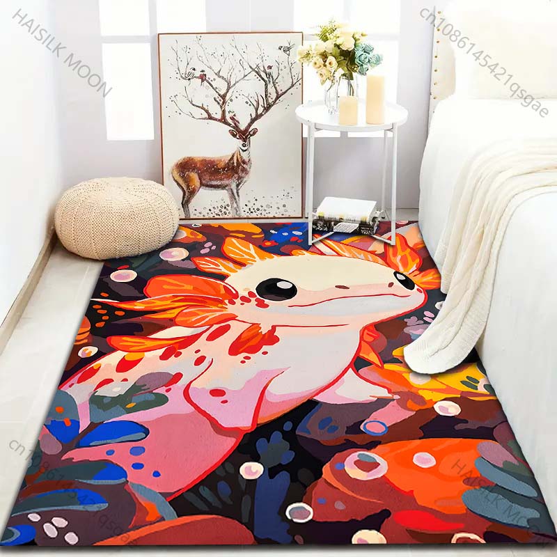 1 Stück Süßer roter Salamander Teppich für Wohnzimmer Schlafzimmer Sofa Heimdekoration Rus Rutschfeste Bodenmatte Luxusgeschenk