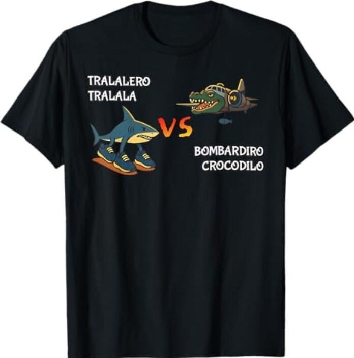 New Tralalero Tralala Brainrot Meme Bombardino Crocodilo Italian T-Shirt XXXL