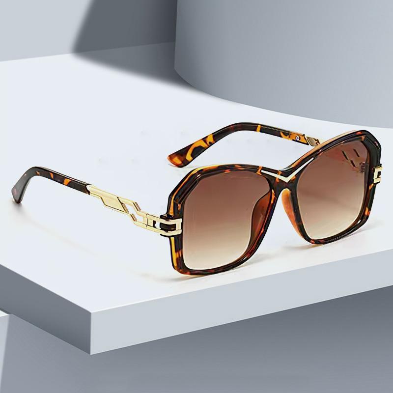 Vintage Sunglasses Women Green Yellow Gradient Lens Geometric Frame Modern Design Personality Glasses
