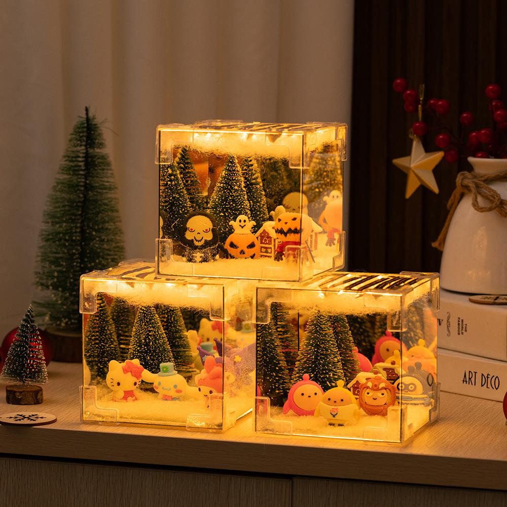 Cube Mirror Night Light DIY Kit, 12cm Acrylic Light Cube with Mirror Panel, Assemble Your Own Bedside Lamp for Party Favor
