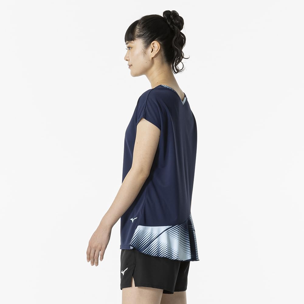 Game Pageant Size Short Dynamotion Officially Approved by the Japan Badminton Association Women's Tennis/Badminton Shirt, Blue, M, 62JAB206, Sleeve,