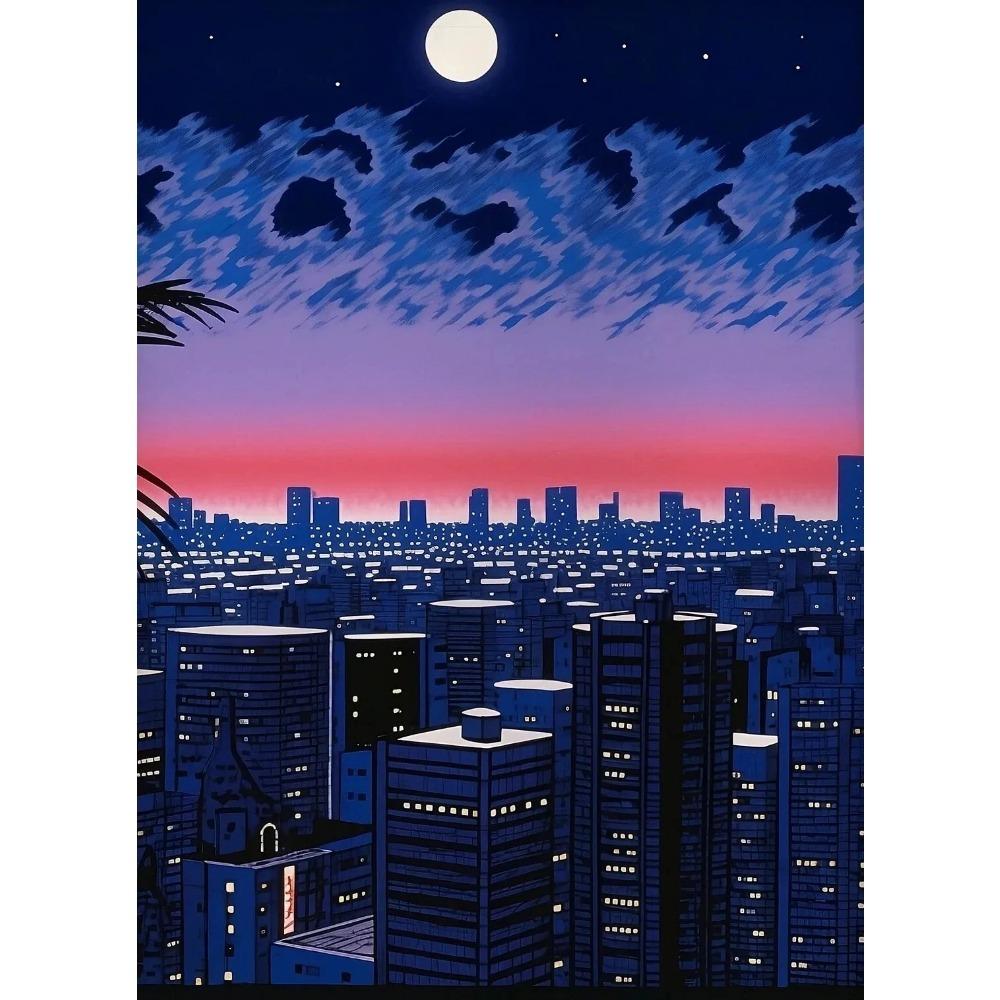 

Хироси Нагаи Япония Пул Пальма Закат Фиолетовый Постеры Настенное Искусство Холст Живопись Декор для Гостиной 21cm×30cm NoFrame