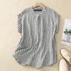 ZANZEA Women Casual Round Neck Summer Short Sleeve Stripe Blouse