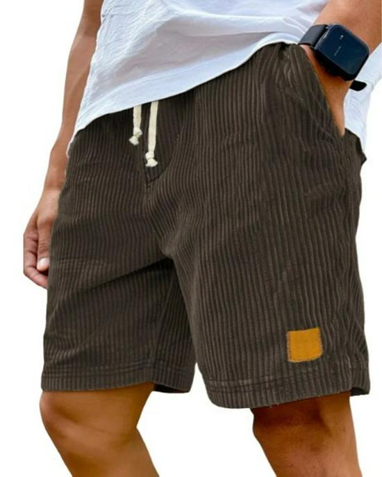 2025 Men's Retro Embroidered Logo Corduroy Drawstring Shorts