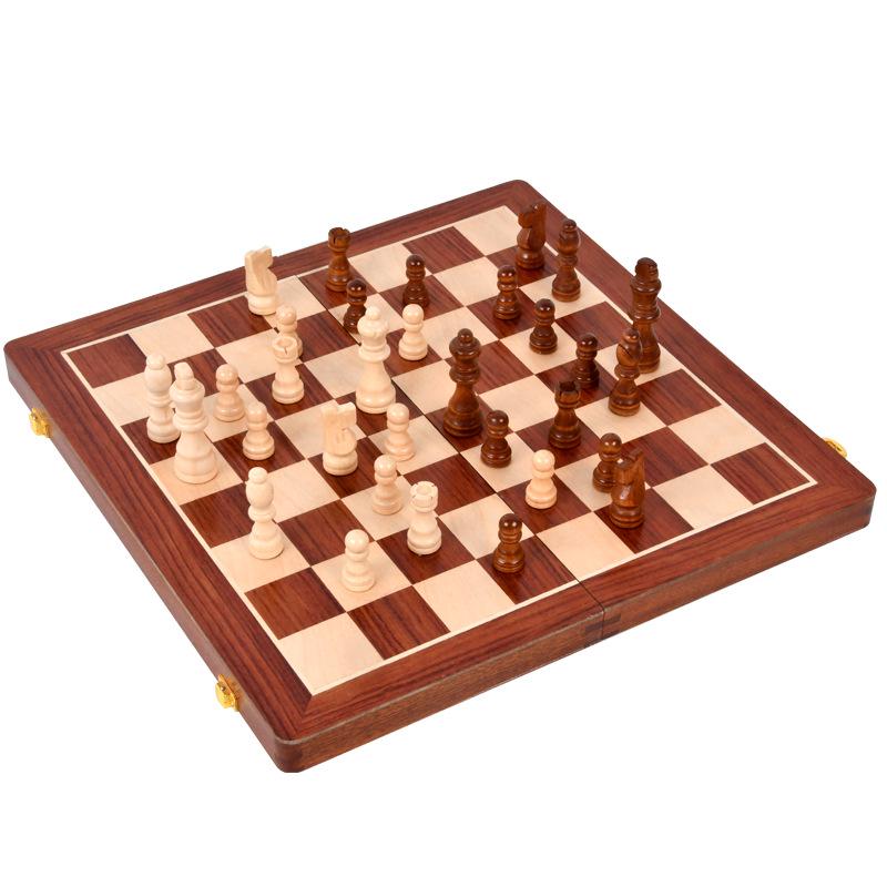 Premium Rosewood Magnetic Foldable Chess Set - High-Quality International Toy