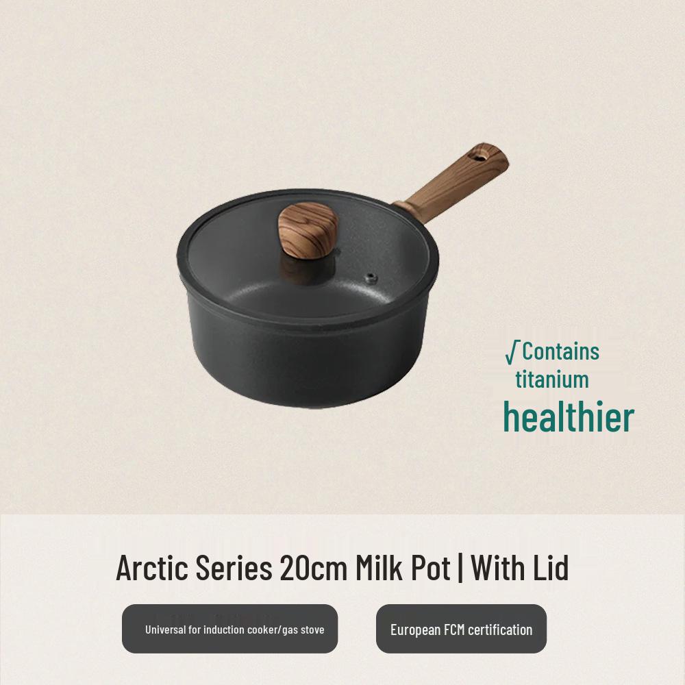 Antihaftbeschichtetes Schwarzes Titan-Pfannenset: Enthält Bratpfanne, flachen Topf, leicht, für Induktionsherde, ideal für Pfannkuchen und Steaks.