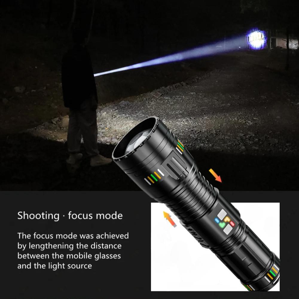 New Upgrade High Power Led Flashlights Super Bright Spotlight LED Flashlight Zoomable Outdoor Emergency Camping Torch