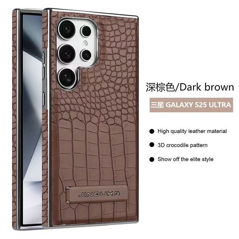 

S25 Ultra Electroplated Crocodile Texture Leather Magnetic Phone Case for Samsung Galaxy S24 Ultra S23 Plus Bracket Stand Cover S25Plus