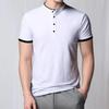 2026 Men's Casual and Fashionable Solid Color Short Sleeved Stand Up Collar T-shirt Summer Versatile and Comfortable Top