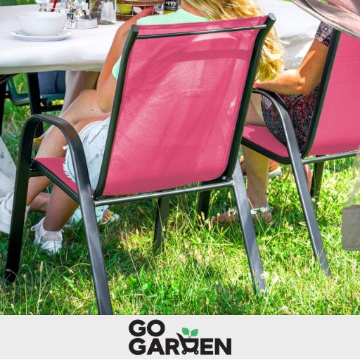 Metal Garden Chairs for Terrace, Balcony, Garden, Set, Pink, Strong X4