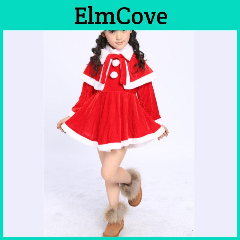 Luxurious Velvet Kids Christmas Costume Unisex Red Santa Outfit For Holiday Performances