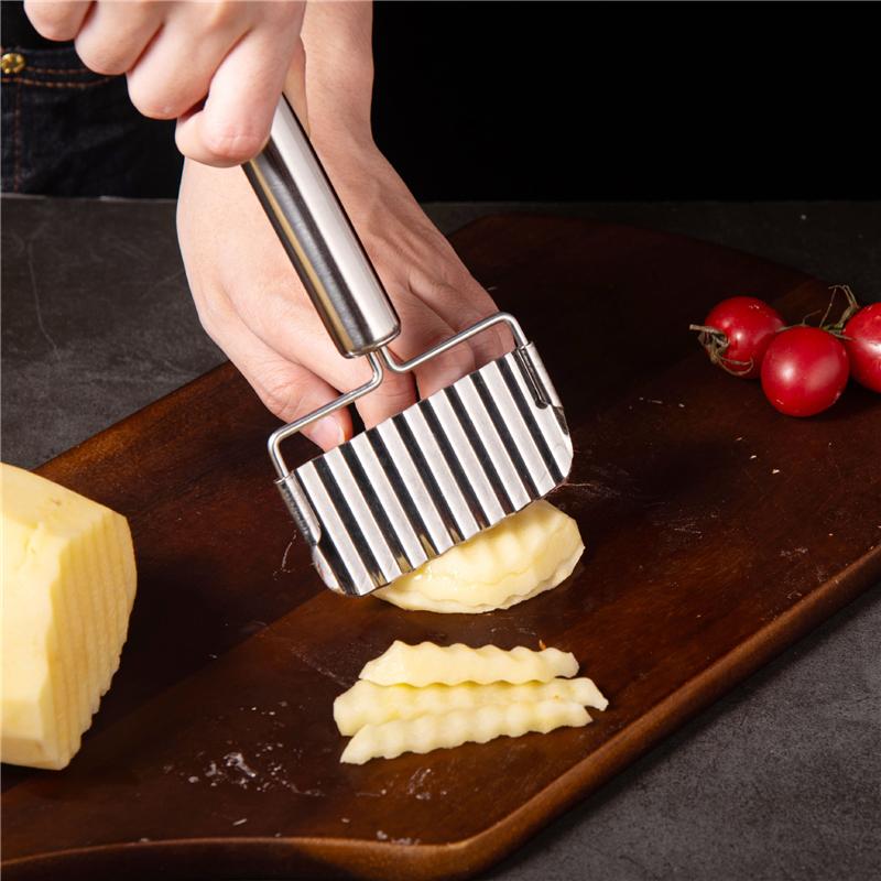 

Stainless Steel Wave Knife Potato Cutting French Fry Knife Kitchen Cutter Wolf Fang Tool Potato Knife For Cutting Vegetables