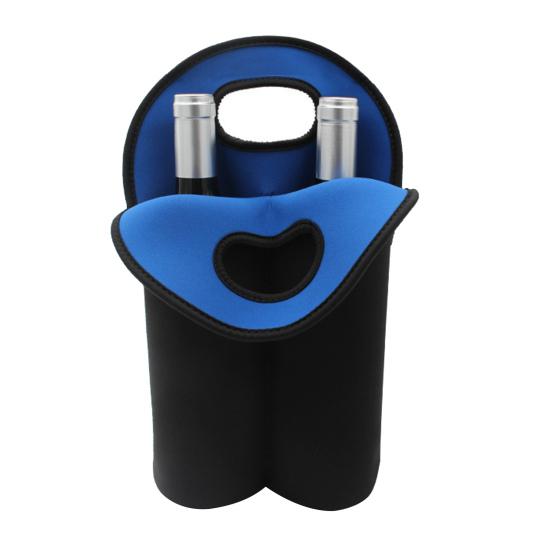 Neoprene Double Wine Tote Bag Reusable Carrier Cooler for 2 Standard 750ml Bottles Wine
