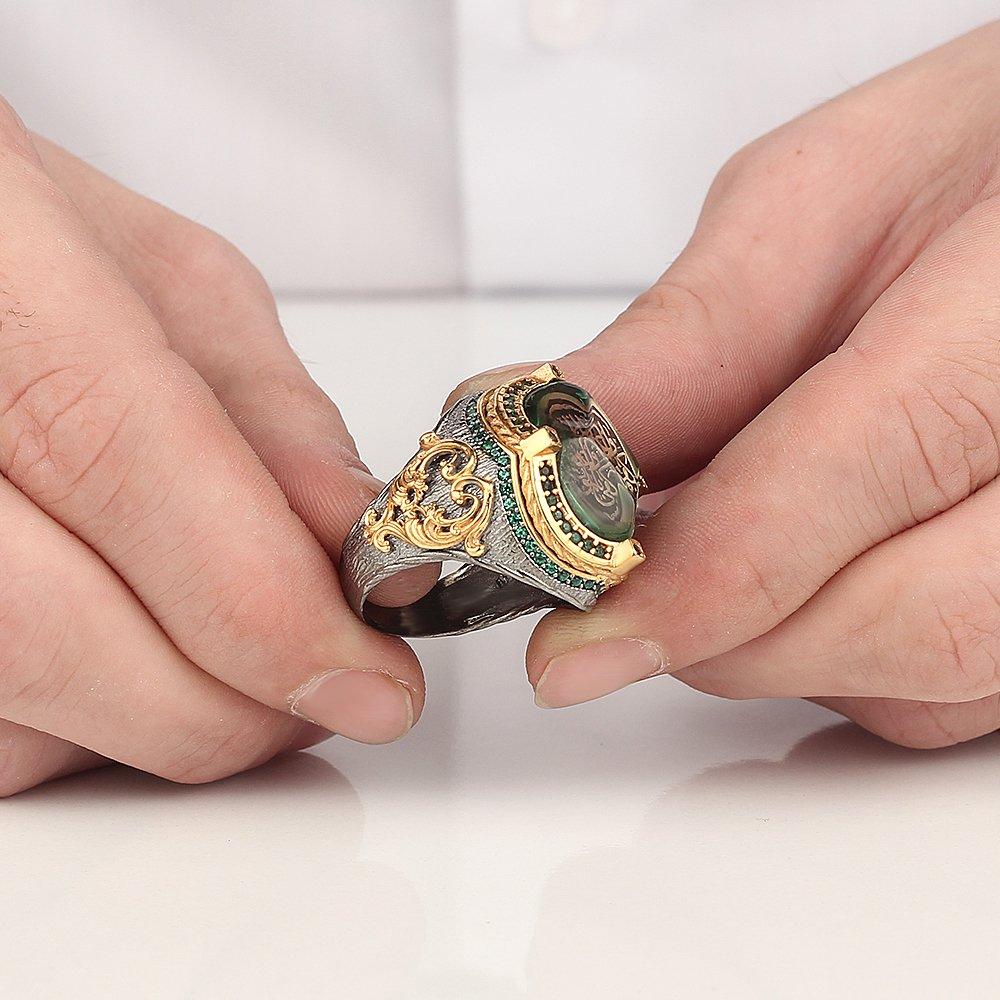 Kefâ Bil-Mevt Vaizan “Nasihatçi olarak ölüm yeter” Yazılı Rodaj Kaplamalı 925 Ayar Erkek Gümüş Yüzük