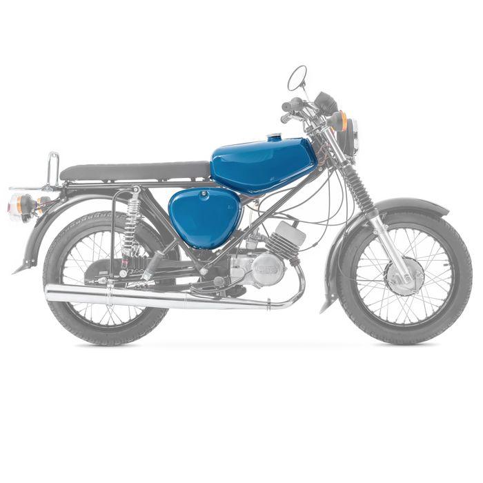 Réservoir d'essence pour Simson S51 / S50 / S70 avec couvercle latéral bleu