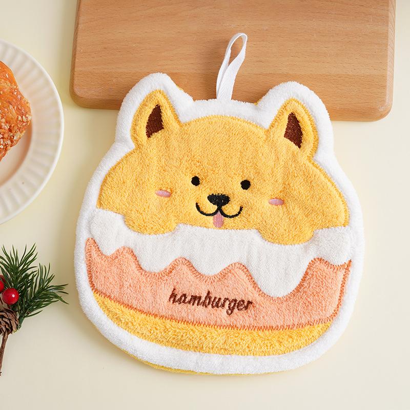 

Мультяшное полотенце для бургера с животным, подвесное, для кухни, для рук, утолщенное, тряпка-носовой платок, впитывающее, с петлей для подвешивания, принадлежности для ванной жёлтый