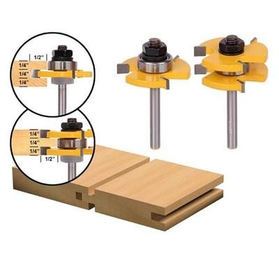 2 Bit Tongue and Groove Router Bit 1/4 Shank Woodworking Chisel Cutter Router Bit Set for Woodworking Tool