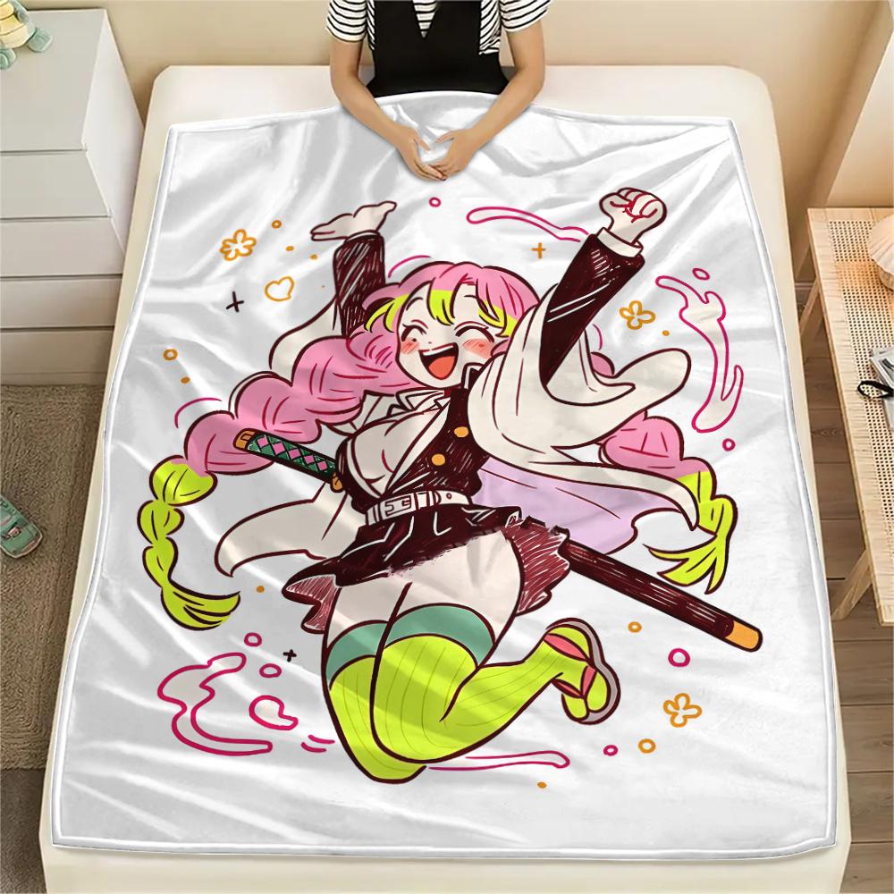1PC Demon Slayer Print Flannel Blanket, High Quality All Seasons, Home Decor, Warmth and Comfort, Perfect for Christmas Gifts