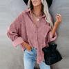 Dame uformelle V-hals Langermet knapp Corduroy95% polye Uformell bluse frakk topper