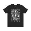 T-shirt Lilith Gravure sur Bois Vintage T-shirt Déesse Reine Démon Lune Noire Mode Gothique T-shirts Effrayants pour Hommes et Femmes