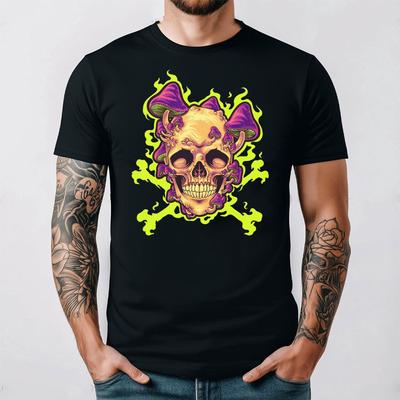 Skull Graphic Tshirt Unisex Cotton Short Sleeve Casual Round Neck Breathable New Arrival Retro Halloween Apparel Softstyle Tee