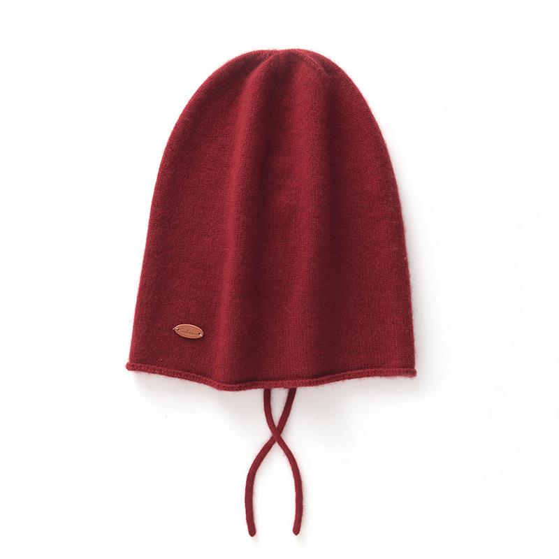 Autumn and winter new skin-friendly cashmere drawstring soft waxy knitted warm cashmere cap is in stock in large quantities