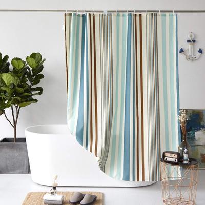Jring Duschvorhang 180 x 200 cm, schimmelresistentes Material, wasserdicht, 12 weiße Ringe, bunte Streifen