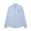 Classic Spring and Autumn Red Heart Embroidered Casual Cotton Solid Color Long Sleeve Shirt On the Chest