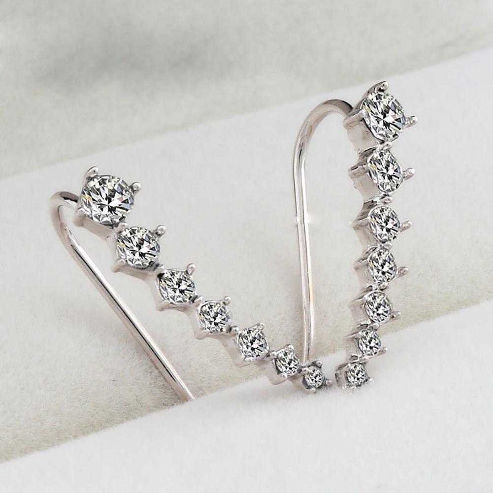 Women Fashion Star Shaped 7 Rhinestone Long Bride Ear Stud Earrings for Weeding Party