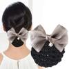 Pearl Pendant Bowknot Bun Snood Hotel Attendant Hair Clip Bowknot Hairgrips Net Cover  Daily