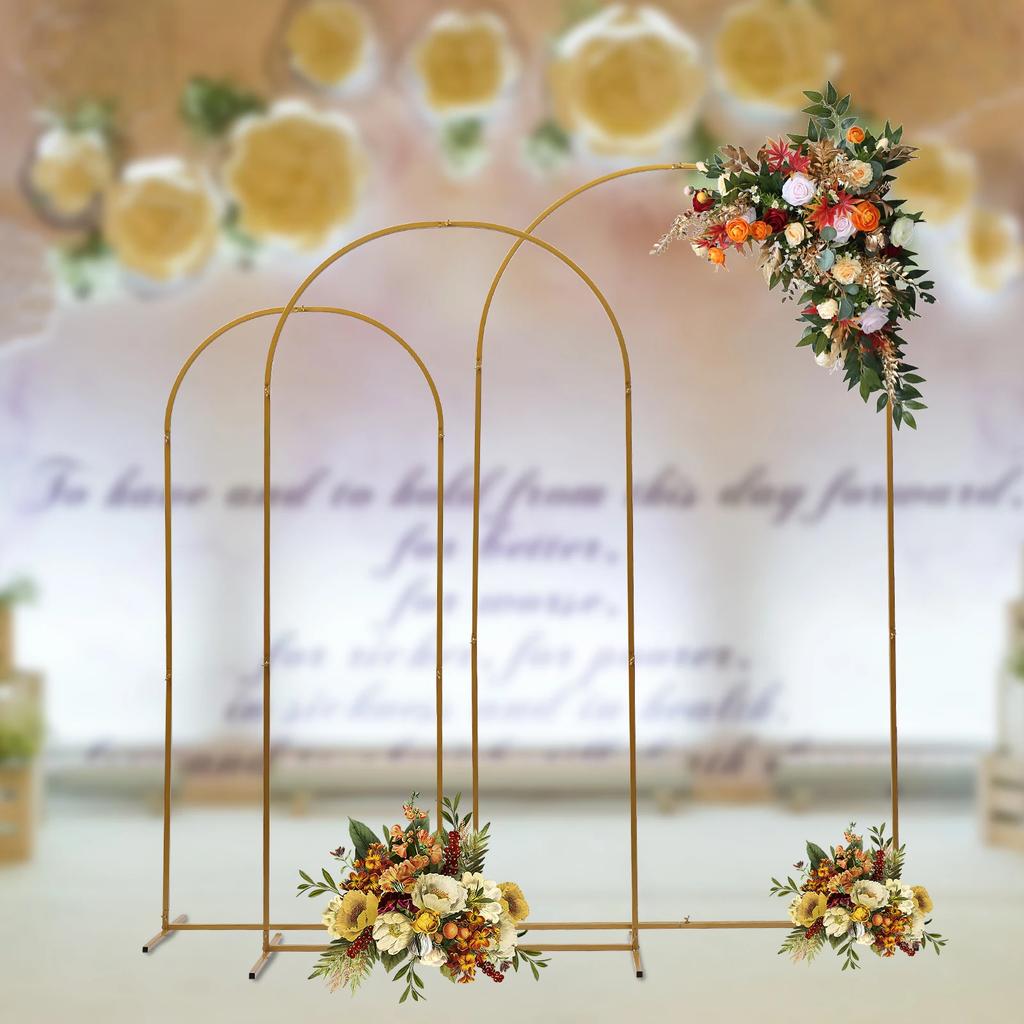 Gold Wedding Arch Stand Backdrop Frame - 3 Size Options & Easy Assembly - Bridal Balloon Garland Holder & Floral Display Stand