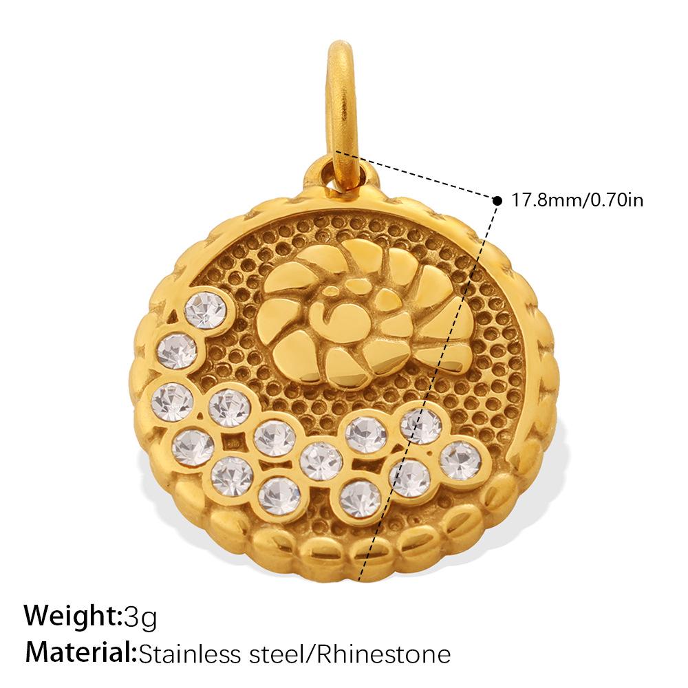 Stylish Gold Embossed Stainless Steel Pendant – Trendy European & American Jewelry Accessory
