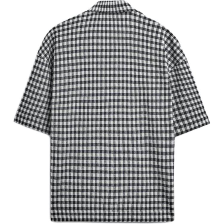 Zara Loose Checkered Lapel Short Sleeve Shirt Men shirts Multi-color 5644358-330