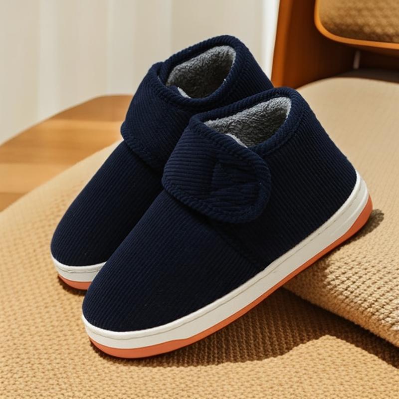 Sapatos de Algodão Antiderrapantes com Sola de Tendão de Vaca para Meninos no Inverno, Sola Espessa, Velcro, Pantufas Quentes para Interior/Exterior para Mulheres