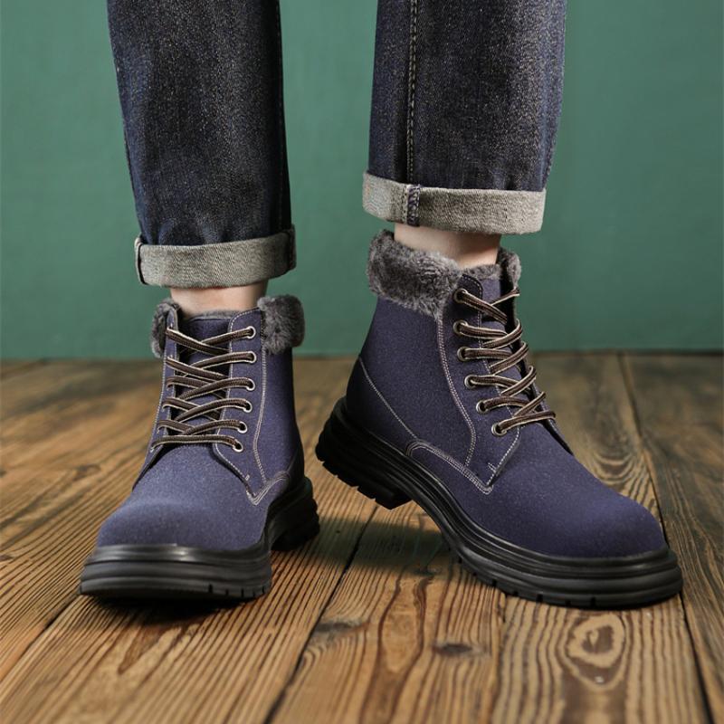 Luxus Herrenstiefel Winter Herren Schneestiefel Hochwertiges Wildleder Dicksohlige Stiefel Outdoor Komfort Herren Baumwollschuhe Botas Para Hombre