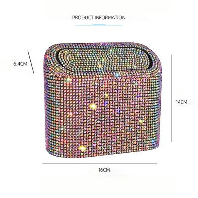 Diamond Crystal Auto Mülleimer Behälter mit Deckel Auslaufsicher Mini Fahrzeug Mülleimer Glitzer Müll Staubbehälter Organizer Behälter Beutel