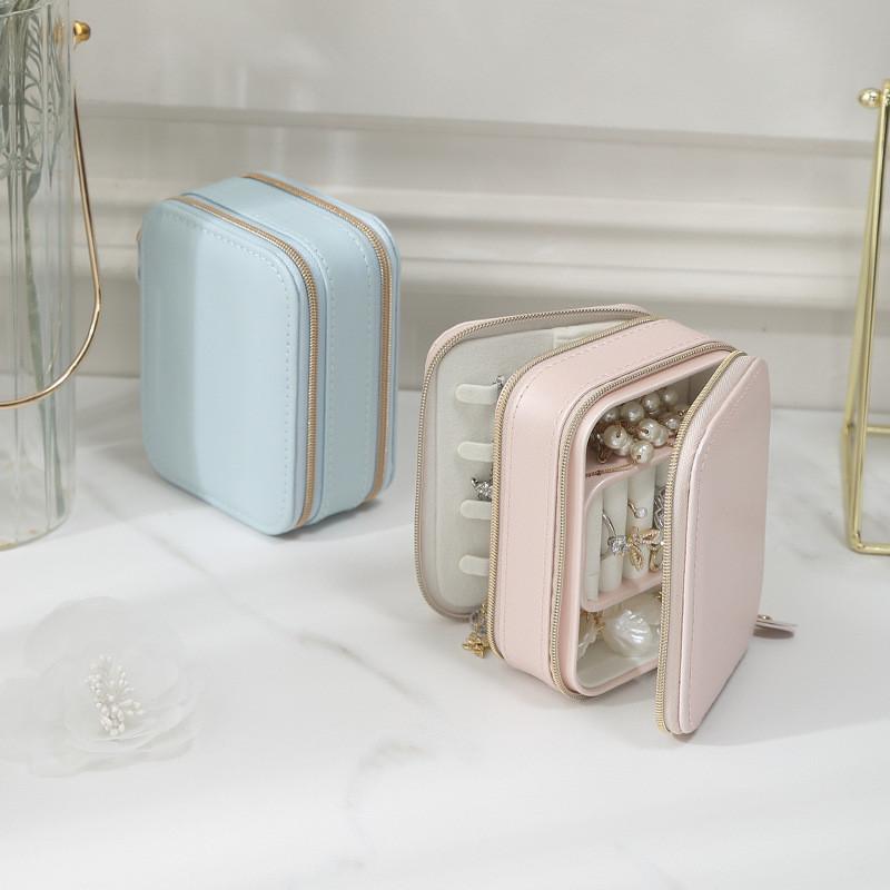 Style Leather Jewelry Box With Divider And Portable Design For Travel