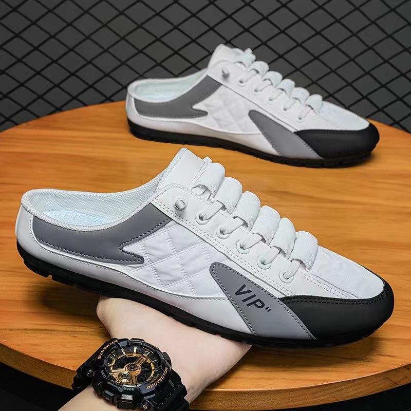 

Doudou shoes low-top trendy fashion casual shoes Korean version lazy shoes one pedal half drag flat bottom non-slip men s shoes 39