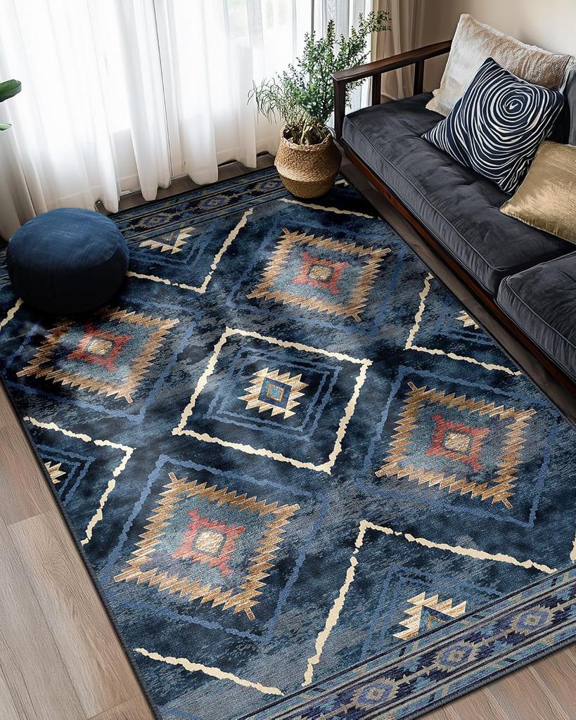 VIKANA Vintage Bohemian Carpet Living Room Sofa Wear-Resistant Floor Mat Bedroom Soiled Floor Mat Home Decoration