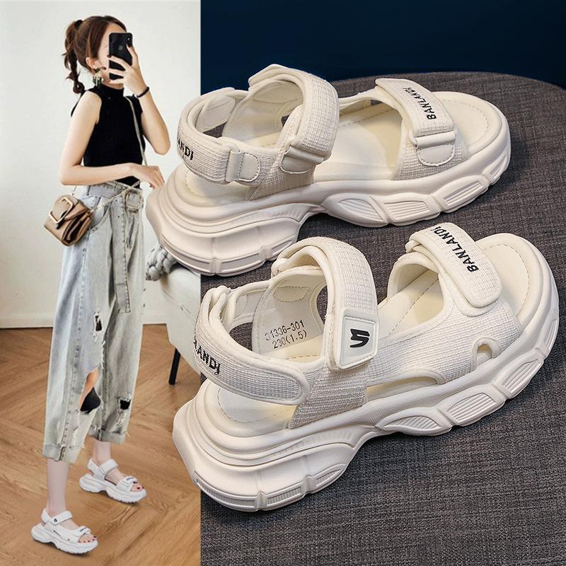 Sports sandals women's summer 2025 new lightweight platform casual beach shoes Velcro sandals