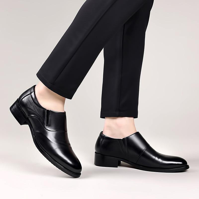 Men's Autumn Formal Leather Shoes - Top Layer Cowhide, Breathable, Wear-Resistant, Genuine Leather, Slip-On, Low-Top.