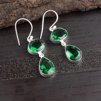 Groene Smaragd Handgemaakte Boho Sieraden, Aantrekkelijke Oorbellen Voor Cadeau, 925 Sterling Zilveren Oorbellen Voor Huwelijkscadeau