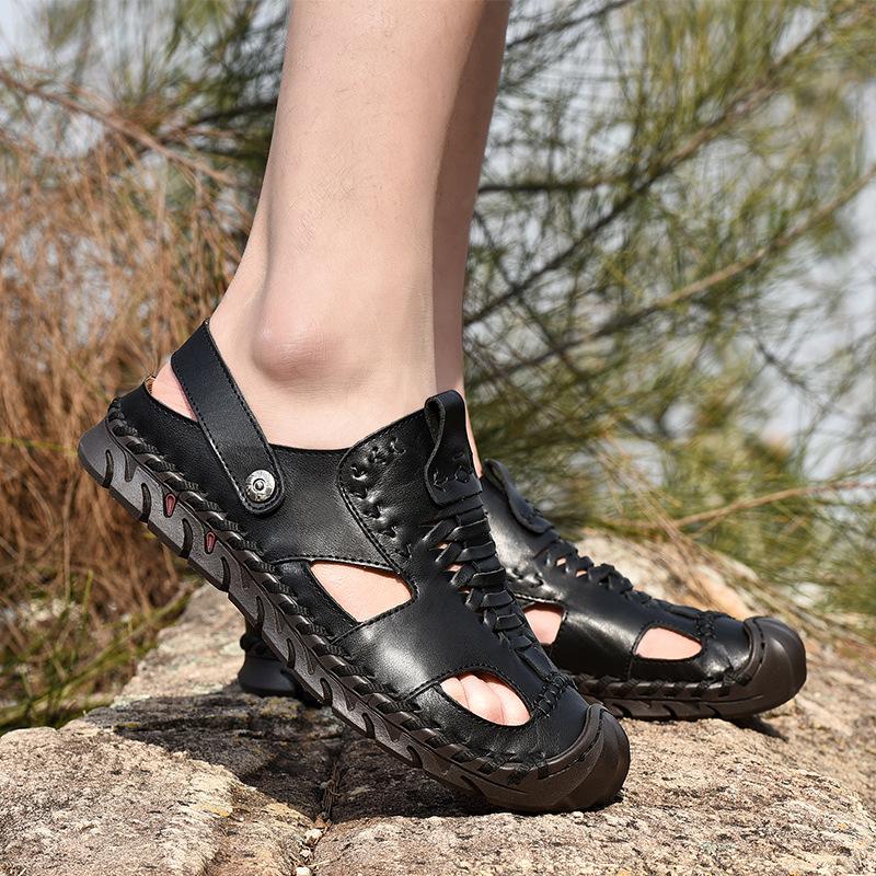 

Amazon Vietnam sandals men s 2025 summer men s shoes new wide fat bag head hole shoes 38 чёрный
