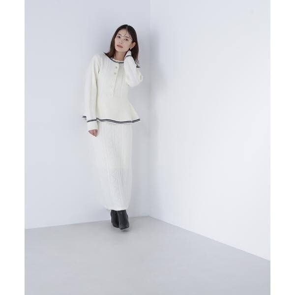 Natural Beauty Basics Peplum Cable Knit Set (White/M)