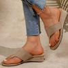 Women's Wedge Sandals Open Toe Slip-On Casual Summer Footwear with Suede Upper and Cushioned Insole for Comfortable Wear